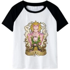 T-Shirt JOJO Killer Queen & Stray Cat (Noire Et Blanc)