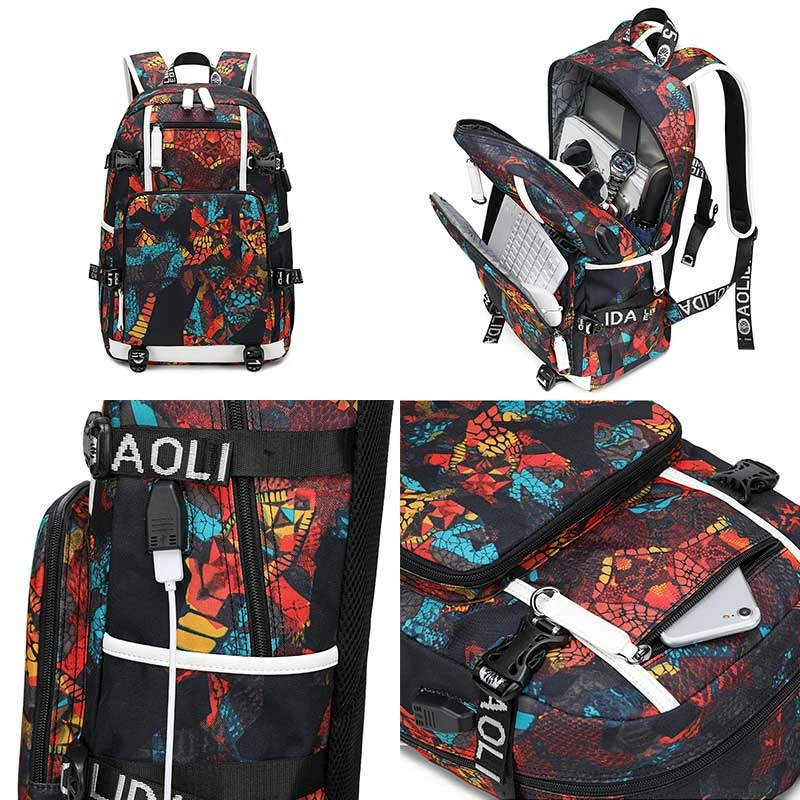 Sac à Dos JOJO <br> JJBA Fluorescent (Rouge/Bleu) 2 Sac à Dos JOJO <br> JJBA Fluorescent (Rouge/Bleu) – Image 2