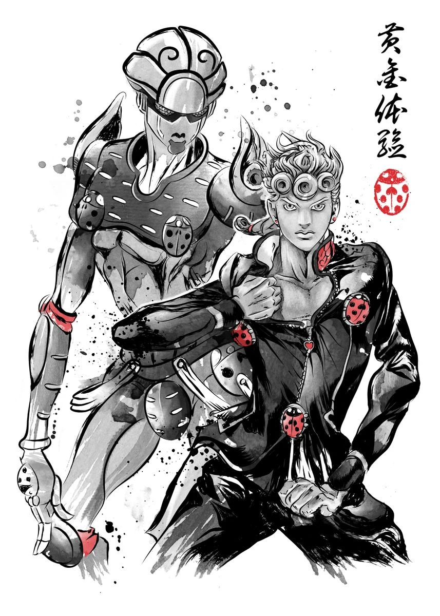 Poster JoJo's Giorno & Golden (Noir Et Blanc) 2 Poster JoJo's Giorno & Golden (Noir Et Blanc) – Image 2