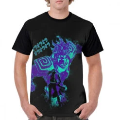 T-Shirt JOJO Jotaro & Star Platinum Bleu